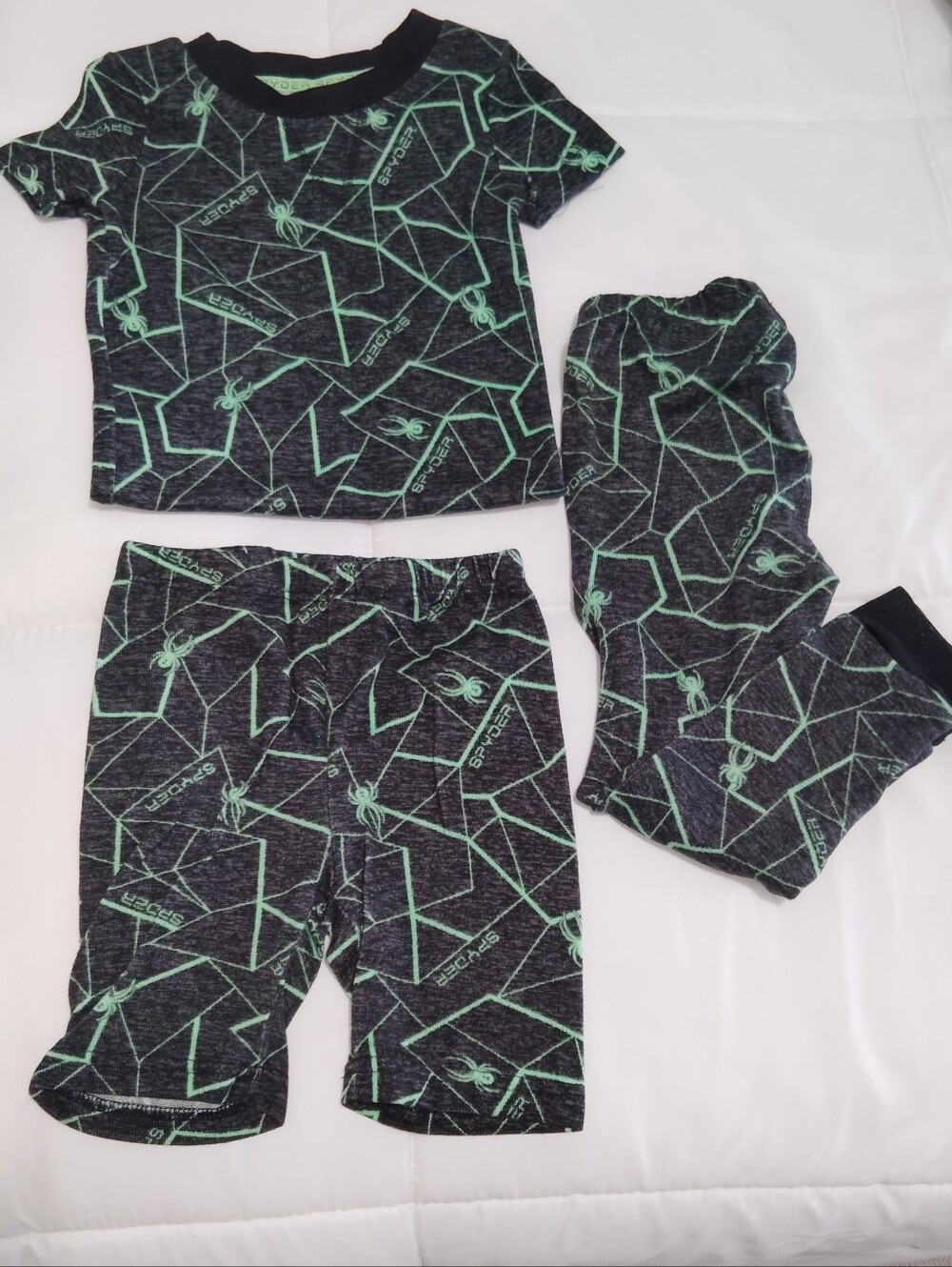 Spyder Kids Pajama Set in Black and Mint Green